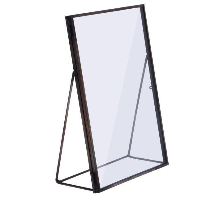 Black Brass and Glass, Metal Floating Desk Photo , with Locket Closure and Standing Holder for Pi... | Walmart (US)