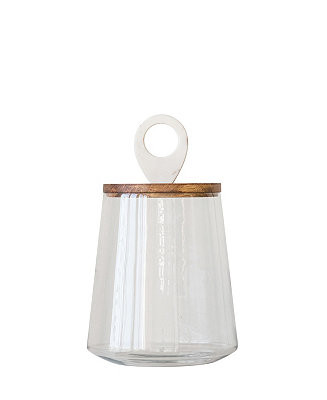 Bloomingville Large Clear Glass Jar with Mango Wood & Marble Lid - Macy's | Macy's