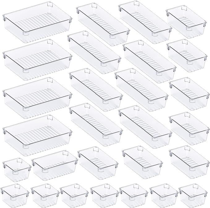 Kootek 28 Pcs Desk Drawer Organizer Tray with 4 Different Sizes, Customize Layout Storage Box Dra... | Amazon (US)
