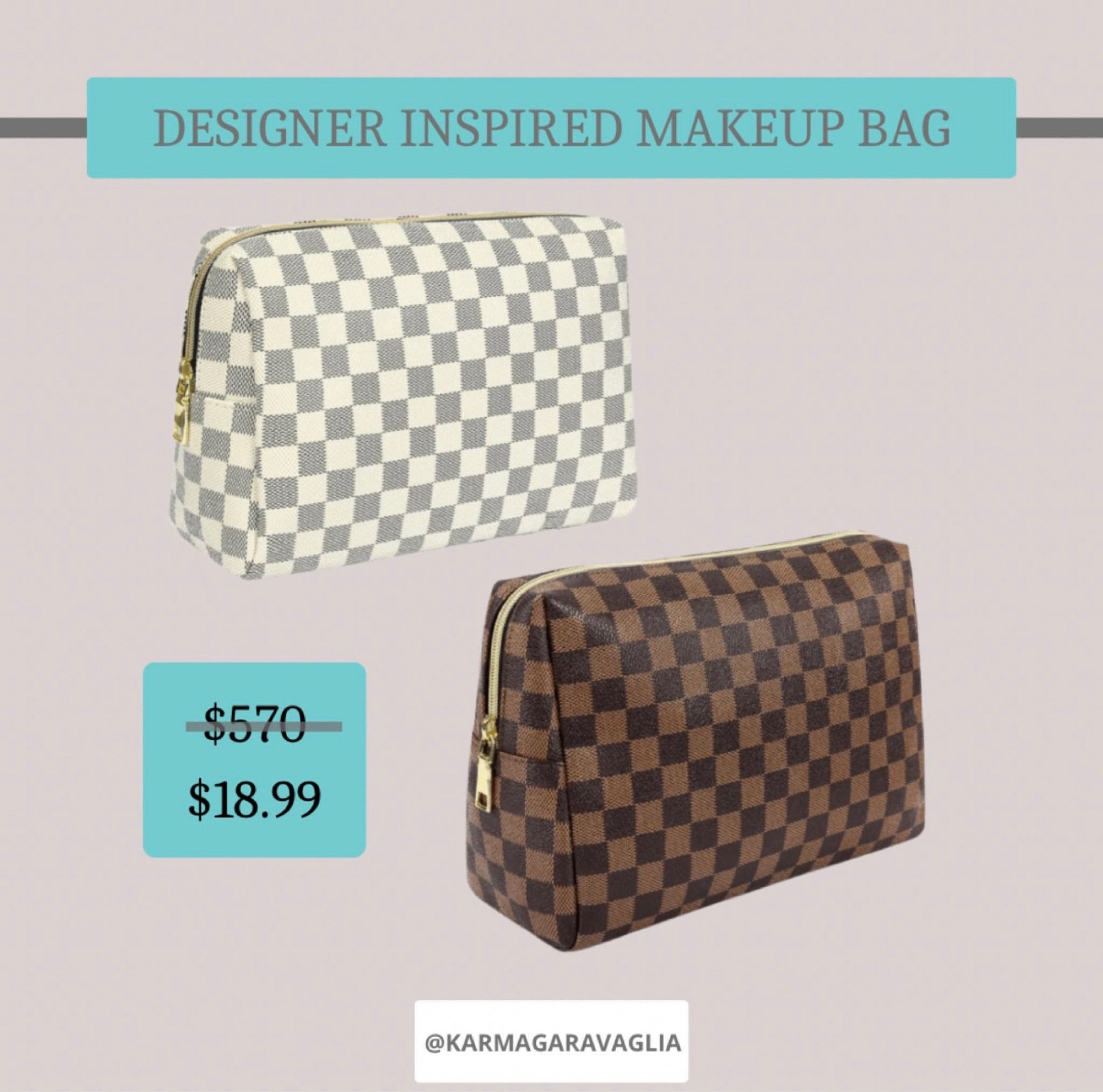 Aokur Makeup Bag Cosmetic Bag Travelling Checkered Make Up Bag