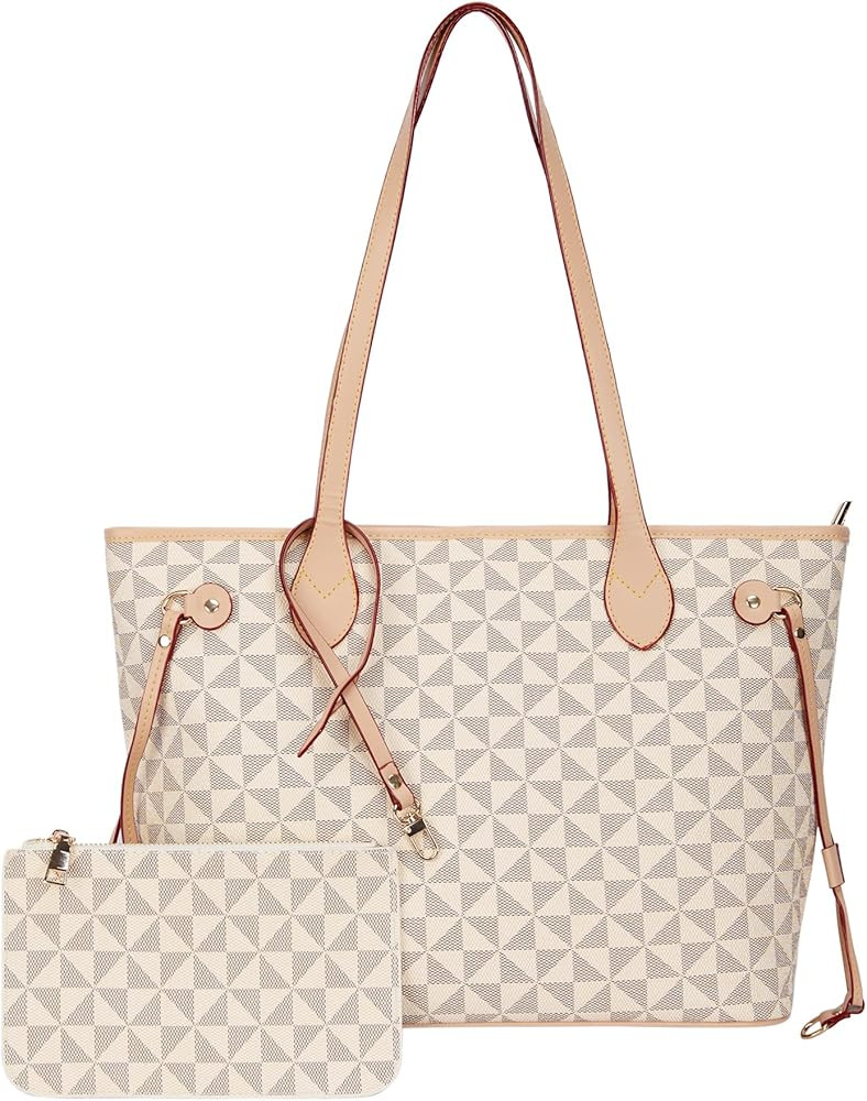 Purpliole Checkered Handbag Designer Inspired Vegan Leather Tote Bags - Teacher Fashionable Squar... | Amazon (US)