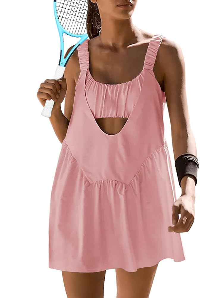 Sexyasasii Women Tennis Dress with Built in Shorts and Bra Sleeveless Casual Backless Golf Dress ... | Amazon (US)