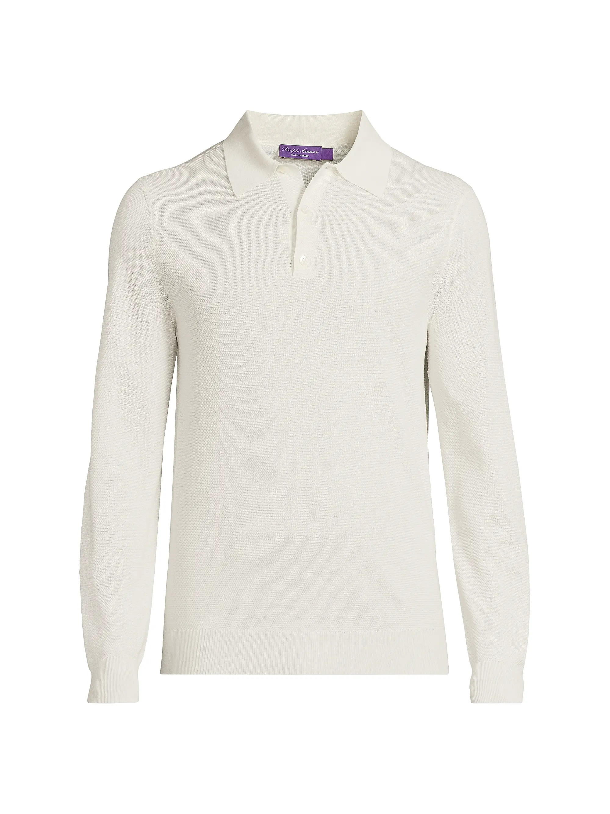 Silk-Cotton Polo-Collar Sweater | Saks Fifth Avenue