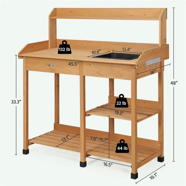 Crafted from fir wood, this garden table blends rustic charm with function. A removable sink simp... | Wayfair North America