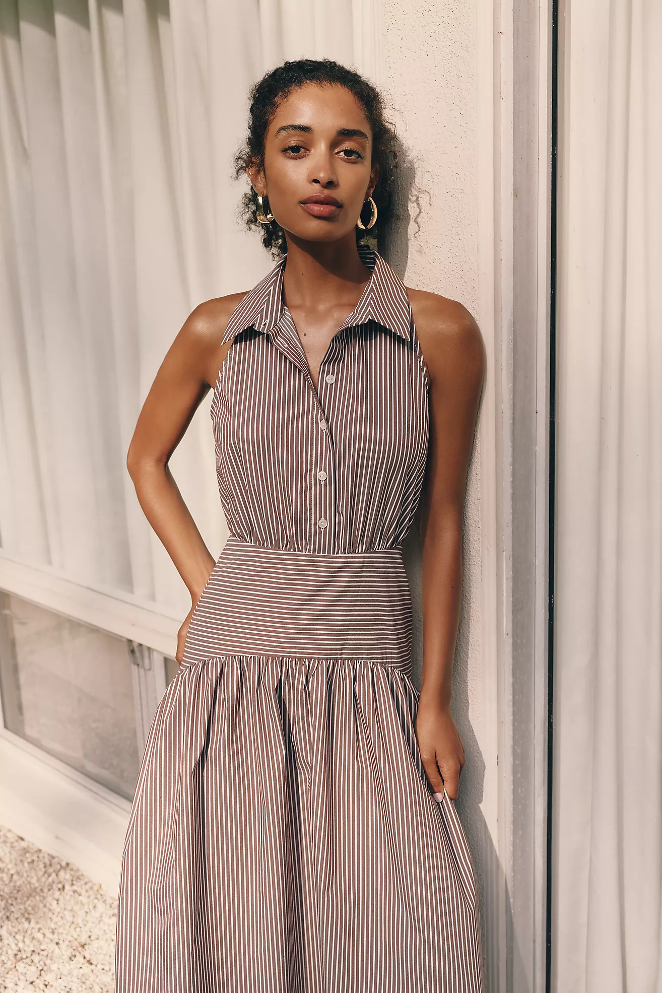 Tobie Drop-Waist Midi Shirtdress by Exquise | Anthropologie (US)