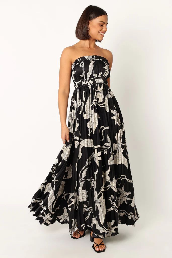 Angelique Strapless Maxi Dress - Black Floral | Petal & Pup (US)