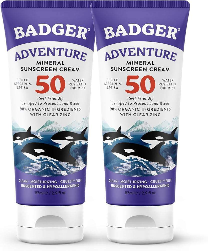 Badger Biodegradable Reef Safe Sunscreen, SPF 50 Unscented Zinc Oxide Sunscreen, 98% Organic Ingr... | Amazon (US)