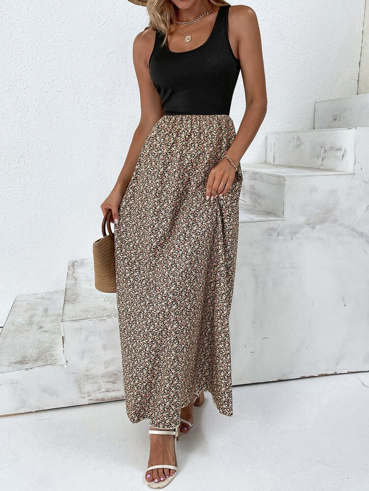 Ditsy Floral A-line Maxi Dress | SHEIN