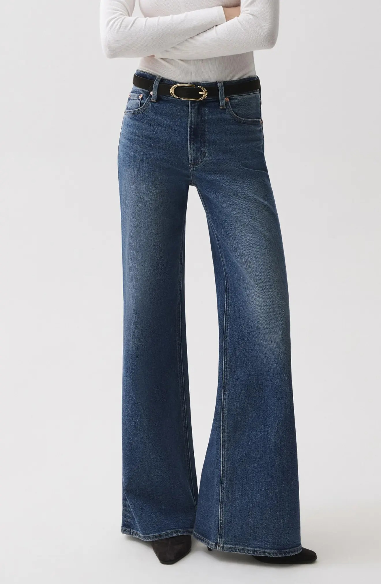 Pistola Vivian High Waist Wide Leg Petite Jeans in Blue Depths at Nordstrom, Size 29 | Nordstrom
