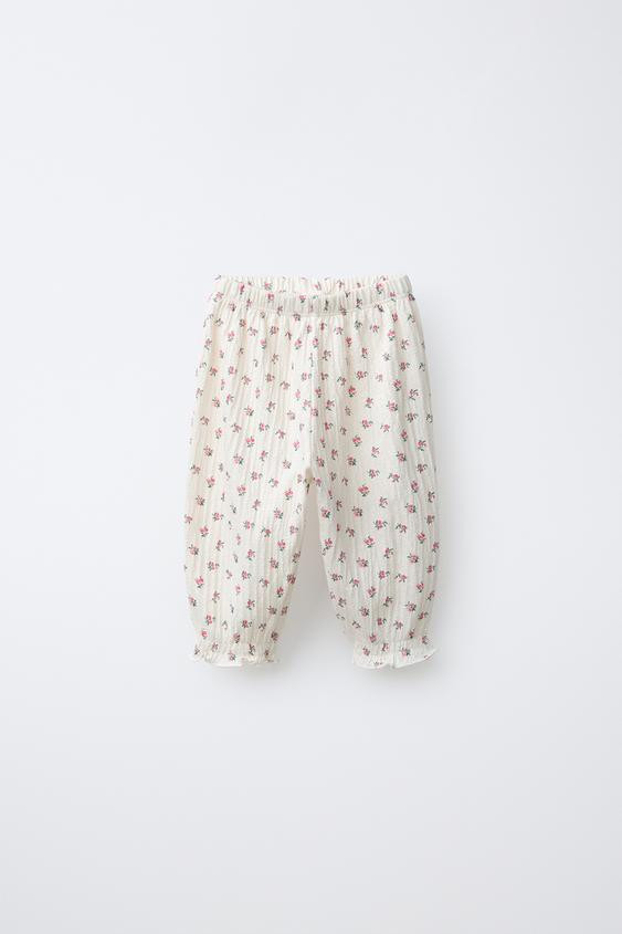 TEXTURED FLORAL PANTS | Zara US
