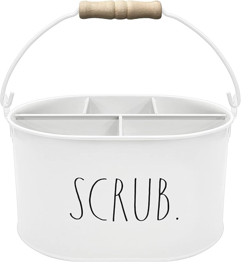 Rae Dunn Cleaning Caddy - 5 Section Organizer with Handle - Rustic Farmhouse Metal Countertop Ute... | Amazon (US)