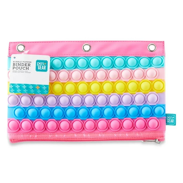 Pen+Gear Bubble Popper Binder Pouch, Pink Rainbow  Color Model, 10 x 6.5 inch | Walmart (US)