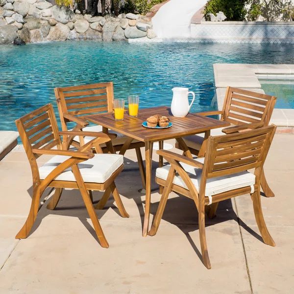Hamlig 4 - Person Square Outdoor Dining Set with Cushions | Wayfair North America