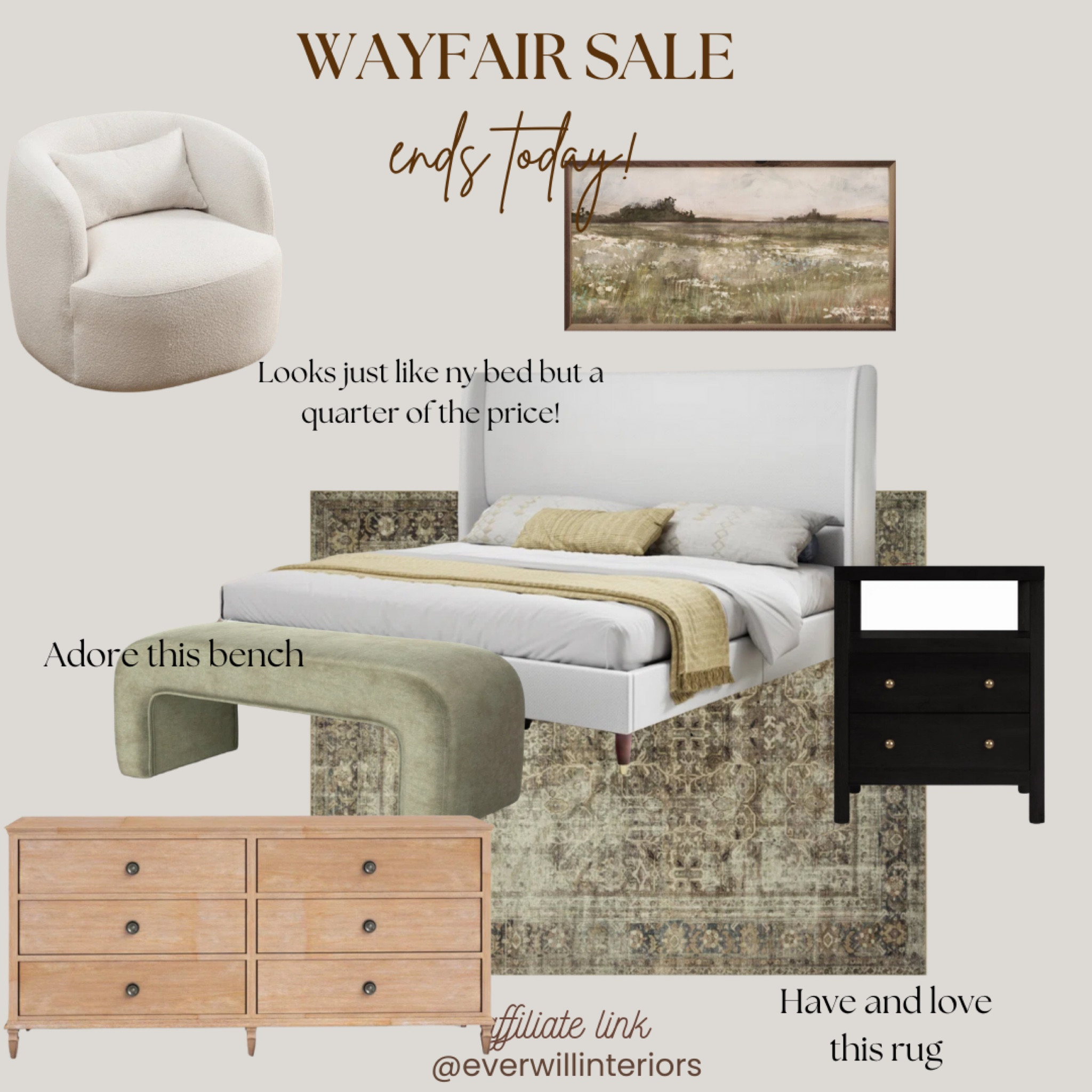 Pulled my favorite items from the sale and they work perfectly as a cohesive bedroom!

#wayfair #wayfairsale #bedroomsale #bedroomonsale #viralbed #viralbeddupe #tillybeddupe #bedroominspo #bedroomideas #bedroommoodboard 

#LTKSaleAlert #LTKHome