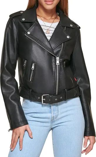 Faux Leather Fashion Belted Moto Jacket | Nordstrom Rack