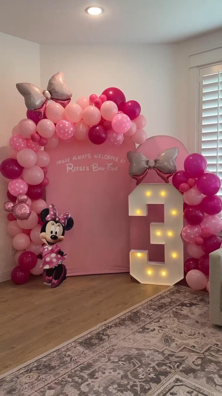 your reminder that a diy birthday party is so SWEET and perfect 🤍🎀 l’ll always remember learning how
to make Minnie Mouse cutouts for her 3rd birthday party and setting up her backdrop full of balloons and bows. “You’re always welcome at Reese’s Bow-Tique” was the perfect theme for our Minnie Mouse loving girl! 

#diybirthdayparty #diybirthdaydecor #diybirthday #birthdaypartyideas #birthdaypartyinspo #diypartyinspo #thirdbirthday #minniemousebirthday #diybirthday