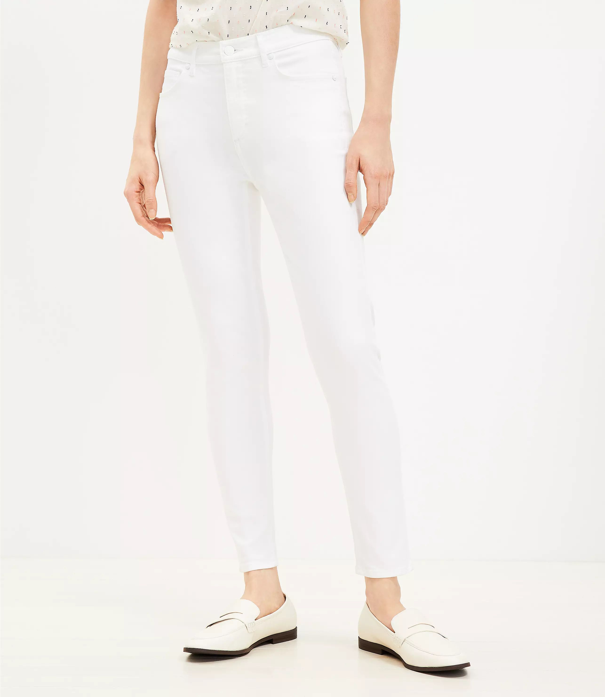 Petite Mid Rise Skinny Jeans in White | LOFT