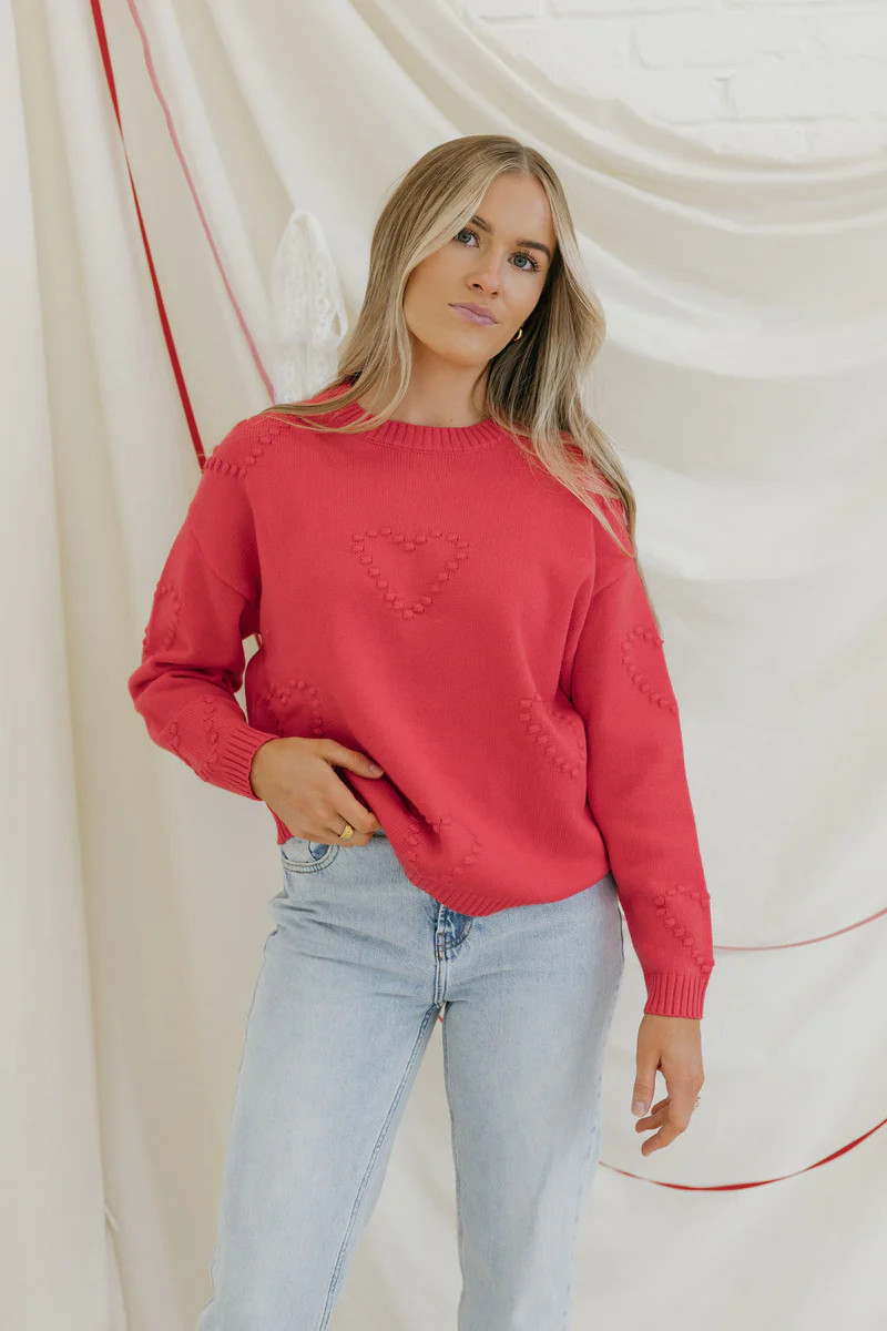 All My Heart Sweater-Bright Pink | Love Olive Co