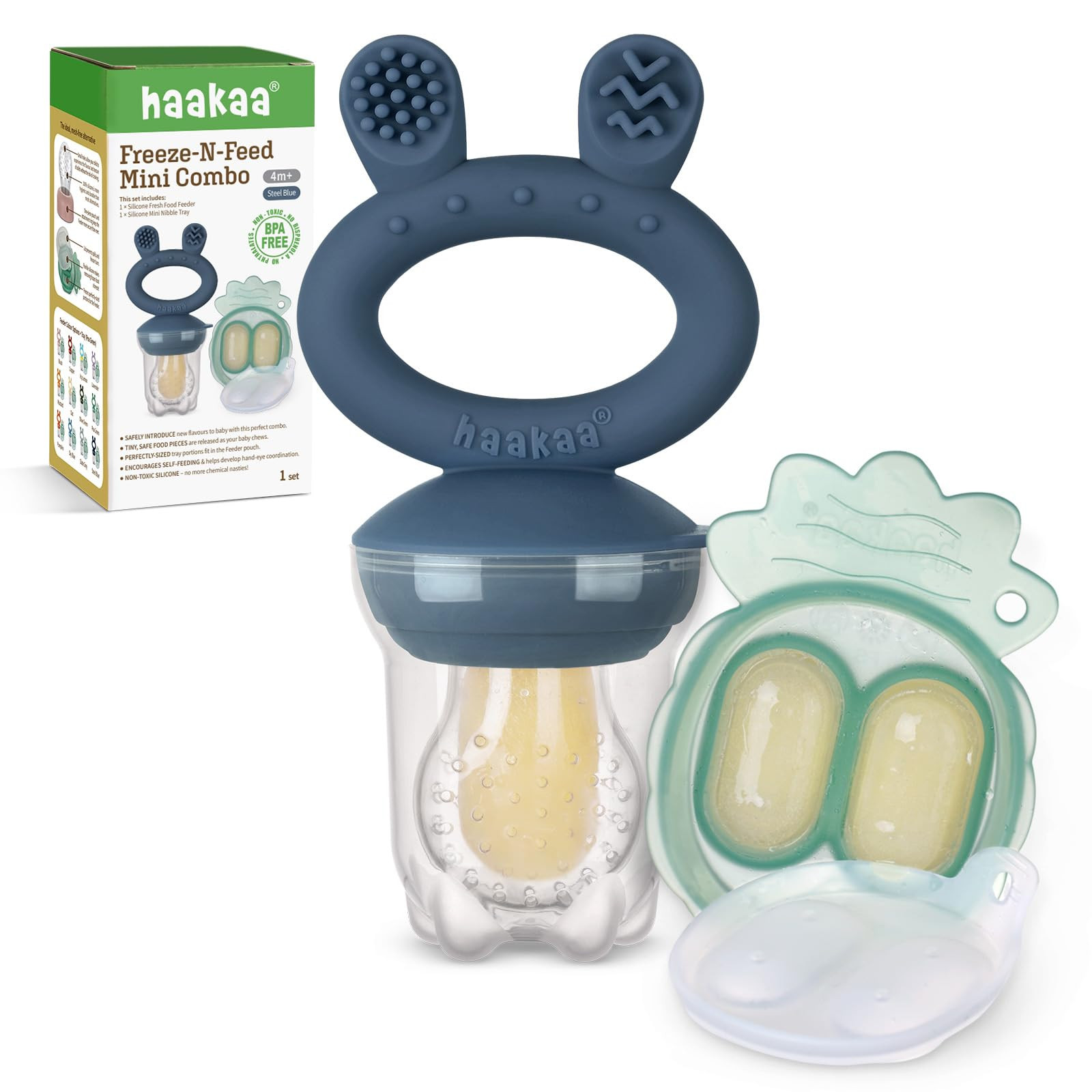 Haakaa Baby Fruit Food Feeder & Mini Freezer Nibble Tray Combo, Breastmilk Popsicle Molds for Bab... | Amazon (US)