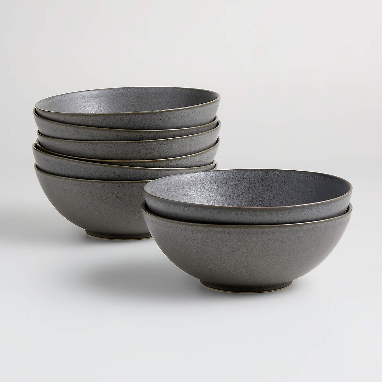 Craft 8" Charcoal Grey Bowls, Set of 8 | Crate & Barrel