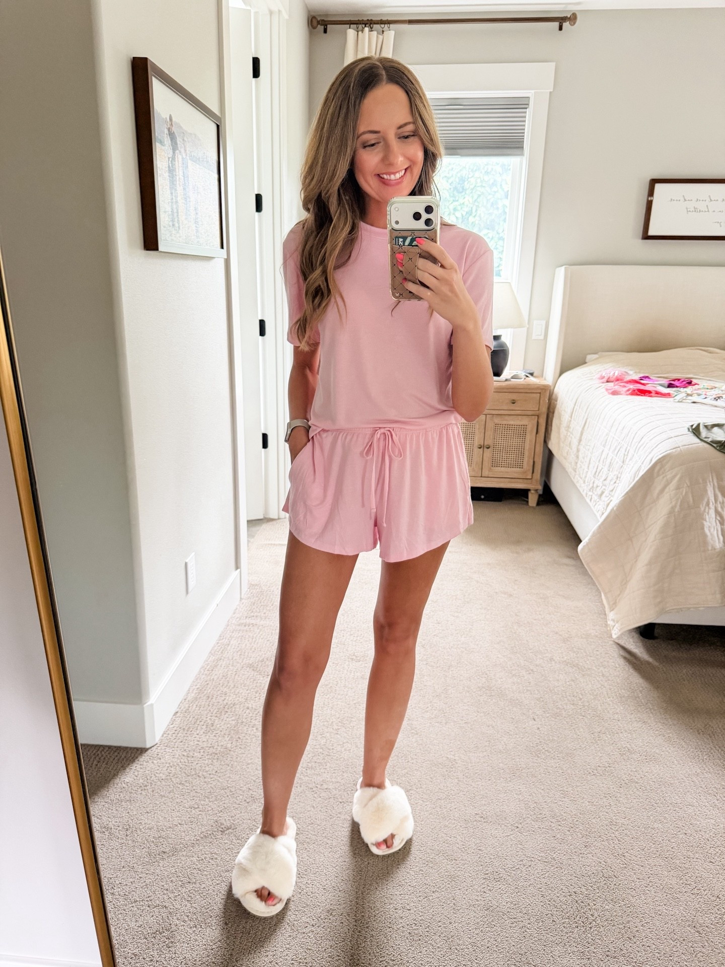 These affordable pajamas sets from target are so soft and cozy! I love this light pink color, but it also comes in black and a muted green. Size up in the shorts! Top is true to size.

#LTKOver40 #LTKmorningroutine #LTKgrwm