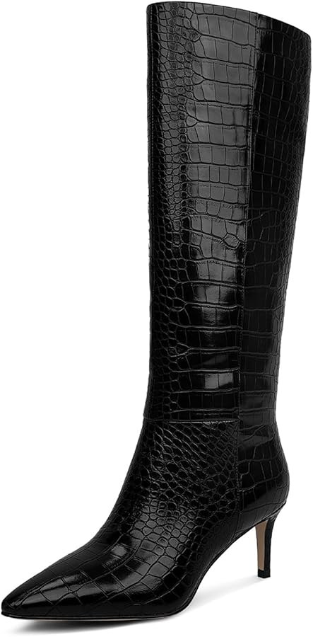 wetkiss Knee High Boots for Women, with Kitten Heel and Pointed Toe Design, Classic and Sexy | Amazon (US)