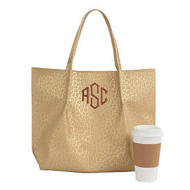 Monogrammed Metallic Leopard Tote Bag | Marleylilly