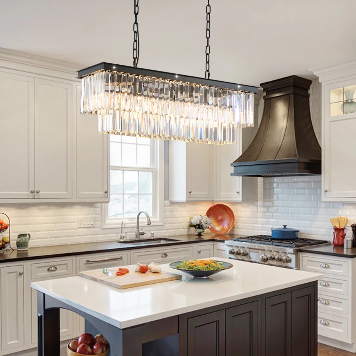 Dimmable Tiered Rectangle Chandelier With Crystal Accents | Wayfair North America