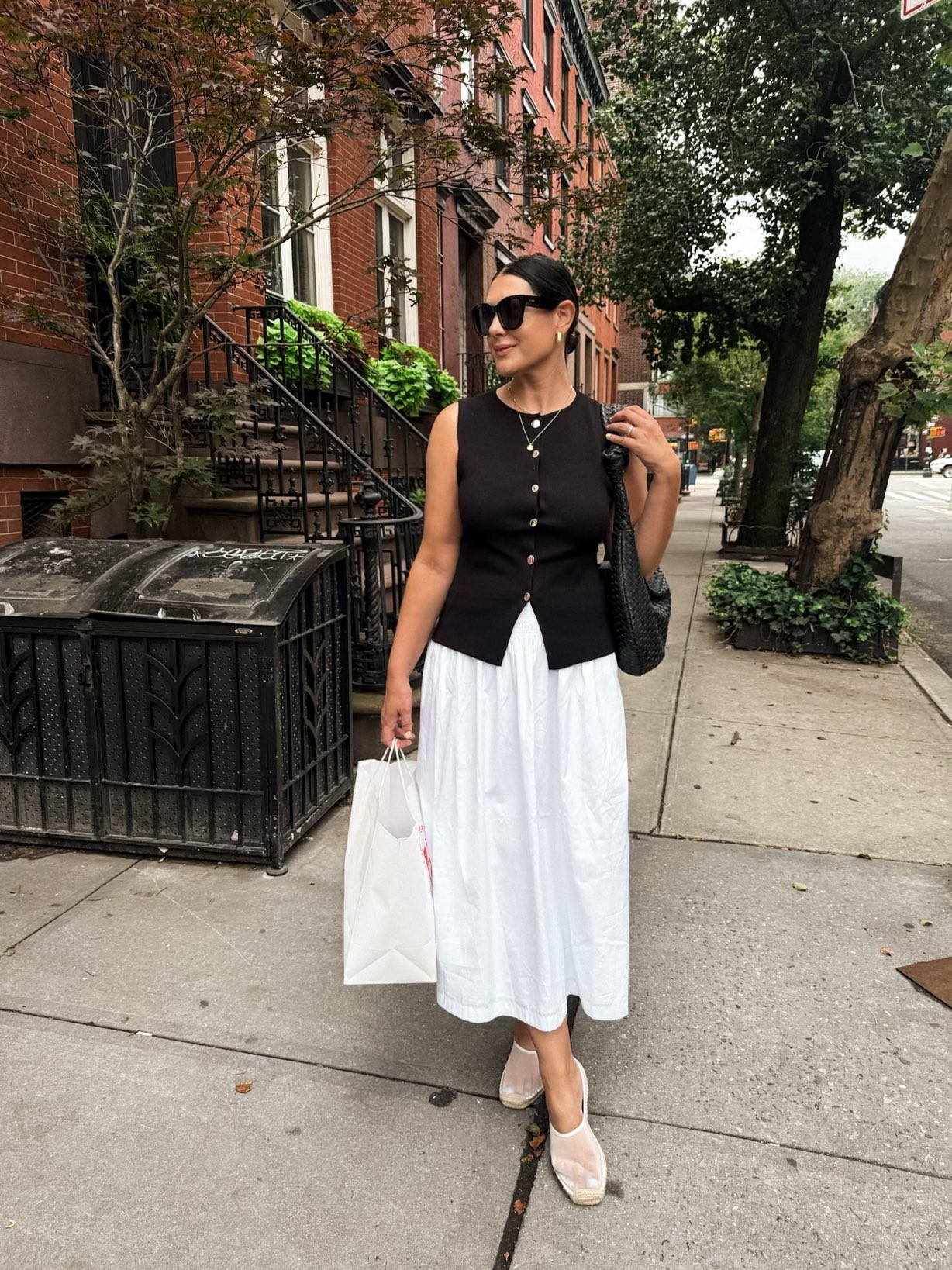 My quick trip to NYC all in one spot! 

Black sweater: I'm in the large, definitely size up for boobs! 
White skirt: Loose fit but I'm in the medium! 

Strapless Maxi: I'm in the medium but size up for boobs! I'll link my strapless bra too! PS: the dress is 30% OFF right now and going fast! 

Blazer: I've linked the most similar! 
Pants: 25% off right now with code PRIME. TTS and the relax with wear, I'm in the large. 
Tank: Runs big! I'm in the large, need the medium!

Mesh flats: I bought the NUDE color and highly recommend! Prime day deal too! I bought a half size up. 

 