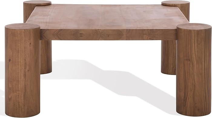 SAFAVIEH Couture Collection - Trescott Solid Wood Square Coffee Table with Chunky Cylinder Legs, ... | Amazon (US)