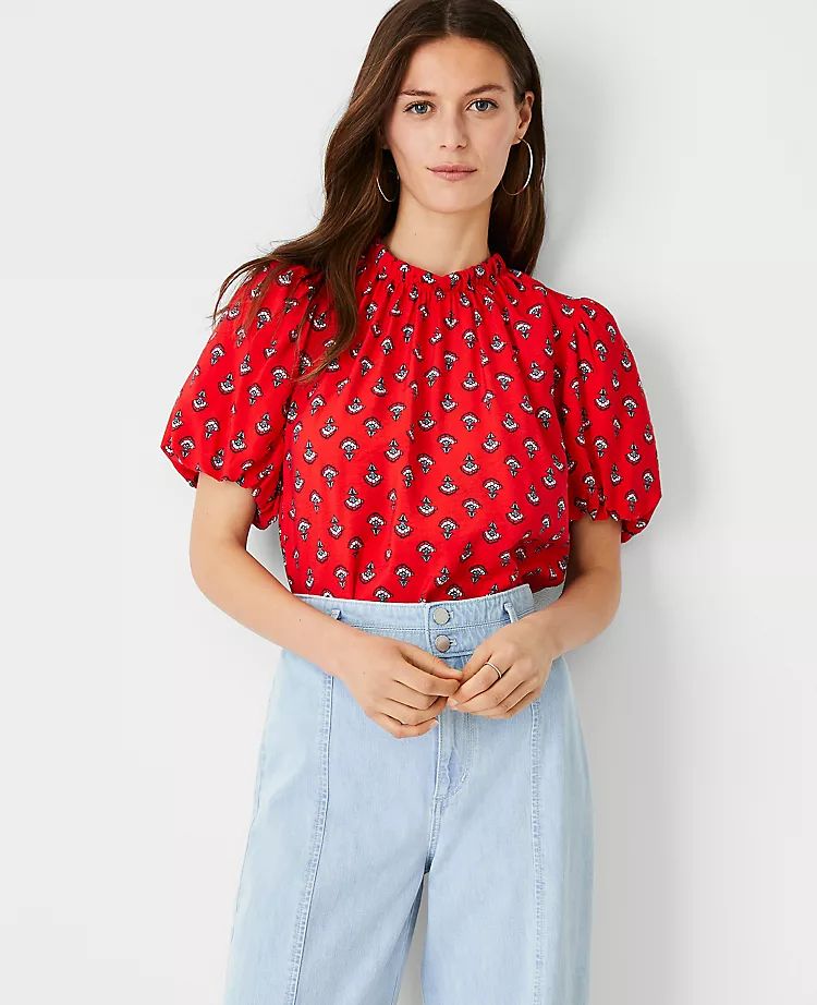 Floral Tie Back Puff Sleeve Top | Ann Taylor | Ann Taylor (US)