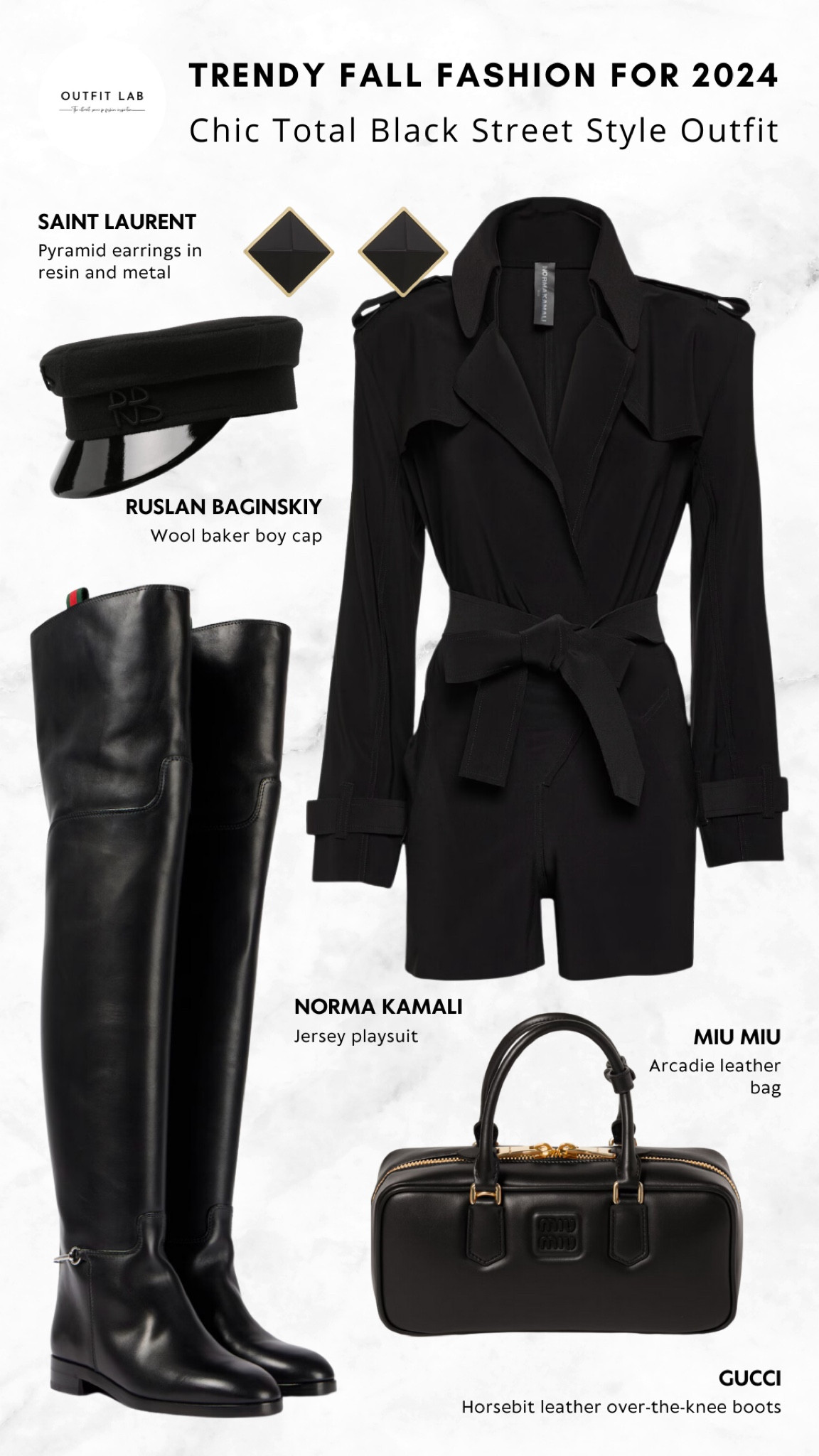 Chic Total Black Street Style Outfit: Trendy Fall Fashion for 2024

Elevate your fall wardrobe with this chic total black street style outfit. Featuring a sleek Norma Kamali playsuit, paired with bold Gucci boots and a stylish Miu Miu bag for a trendy, urban look. Top it off with a Ruslan Baginskiy cap and Saint Laurent earrings for the perfect finishing touches. This outfit is a must-have for staying on-trend this fall. Shop now to achieve that effortless street style!

#LTKShoeCrush #LTKSeasonal #LTKItBag