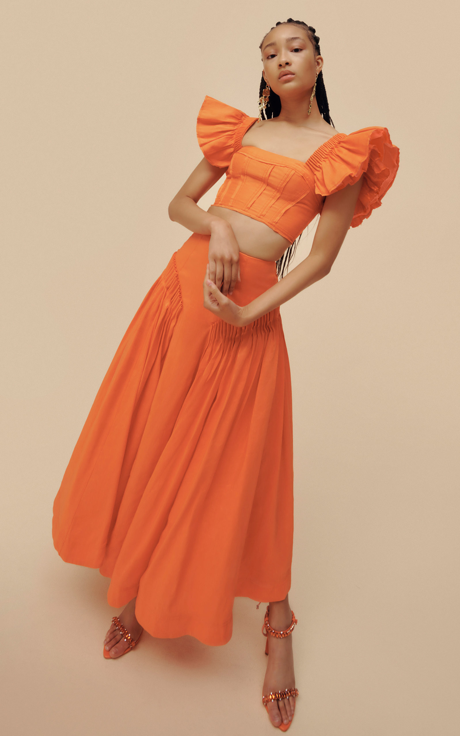 Aje - Women's Yves Midi Skirt - Orange - AU 8 - Moda Operandi | Moda Operandi (Global)