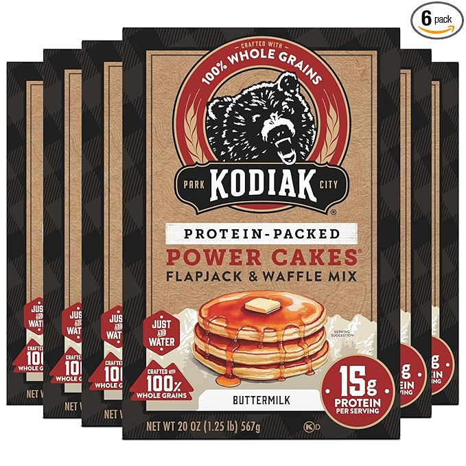Kodiak Cakes Protein Pancake Power Cakes, Flapjack and Waffle Baking Mix, Buttermilk, 20 Oz, (Pac... | Amazon (US)