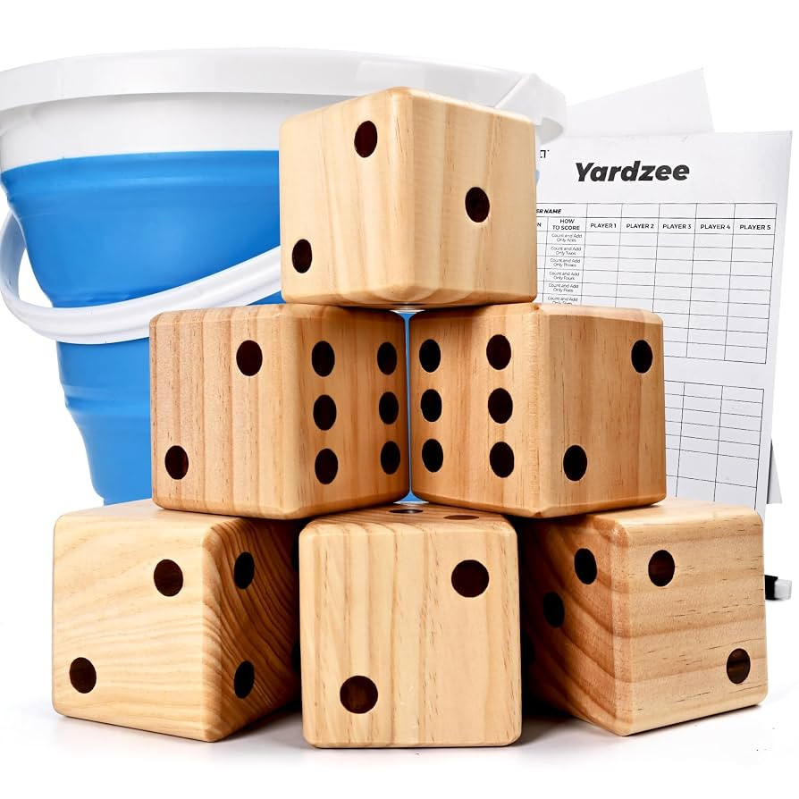 ropoda 3.5" Giant Wooden Yard Dice Set for Outdoor Fun, Barbeque, Party Events, Backyard Games, L... | Amazon (US)