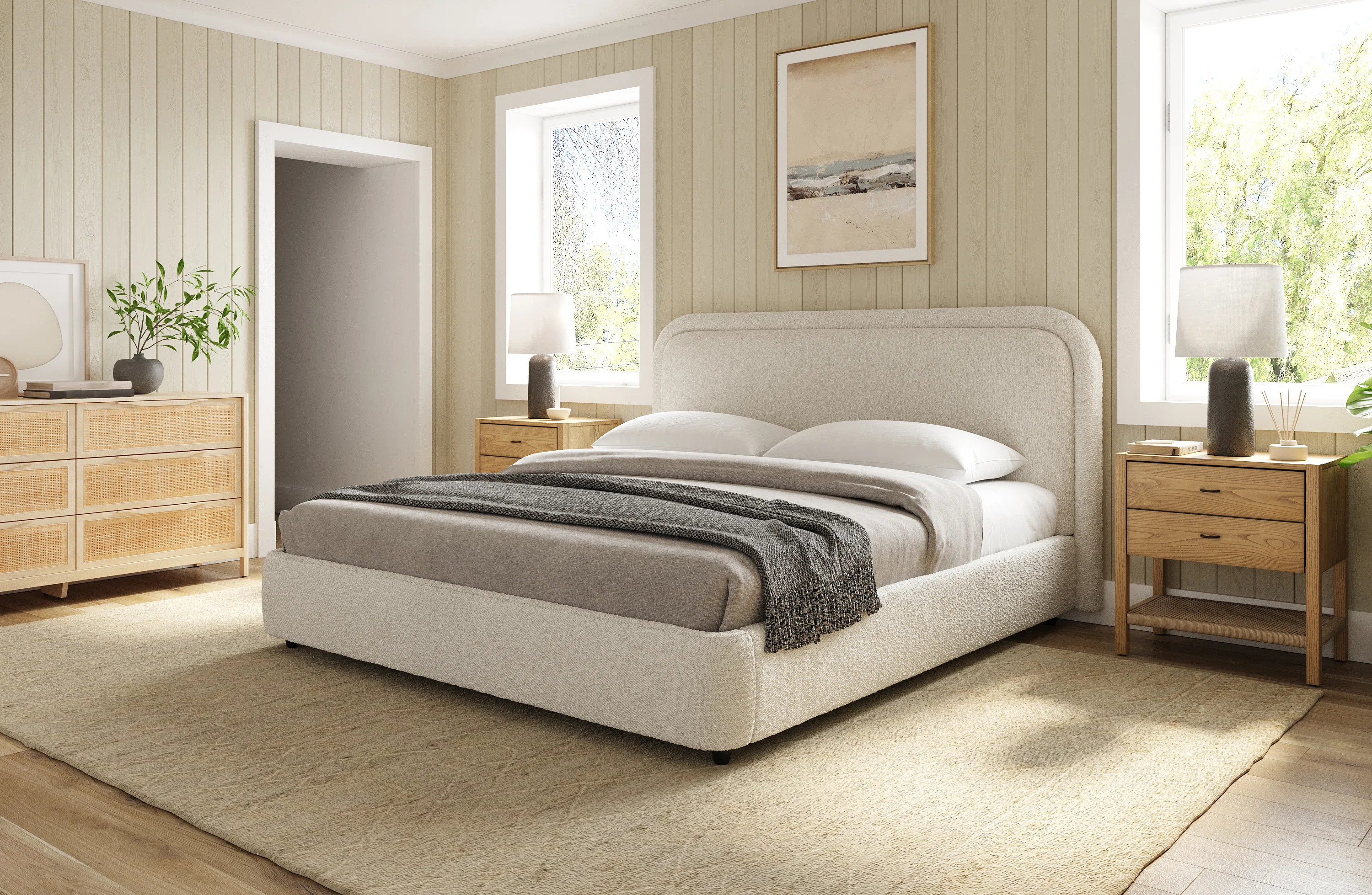 Premium Upholstered Aurora Lift-Up Storage Bed, Performance Boucle Fabric, Jiske | Wayfair North America