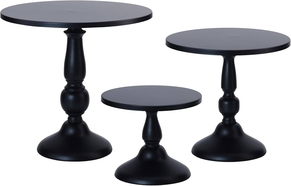 Set of 3 Black Cake Stands, QENUIITEA Metal Round Cake Holder Dessert Pie Pizza Display Stand 8" ... | Amazon (US)