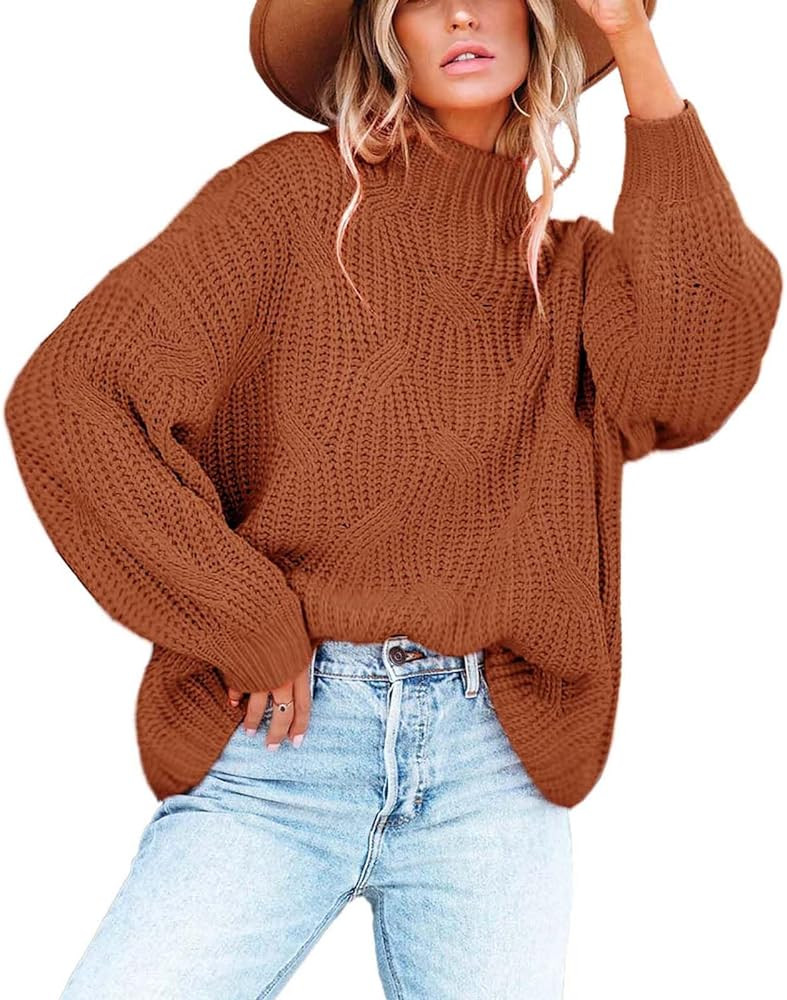 BWQ Women's 2024 Fall Oversized Pullover Sweaters Loose Casual Crewneck Long Sleeve Chunky Soft C... | Amazon (US)