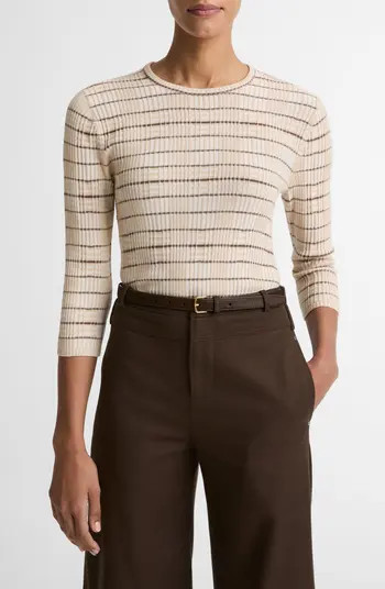 Plaid Cotton Blend Crewneck Sweater | Nordstrom
