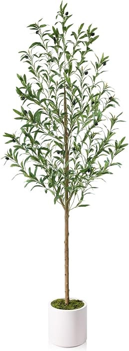 Artificial Olive Tree 6ft,Lifelike Faux Plants Indoor White Planter | Amazon (US)