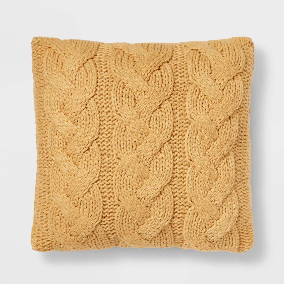 Oversized Chunky Cable Knit Square Throw Pillow Gold - Threshold™ | Target