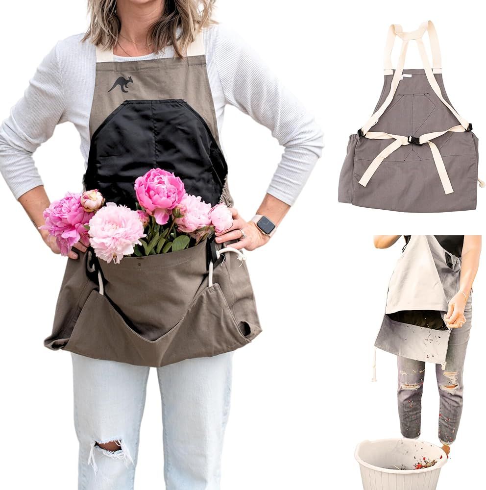 Roo Gardening Apron with Pockets and Harvesting Pouch - Adjustable, Ergonomic, Water-resistant, W... | Amazon (US)