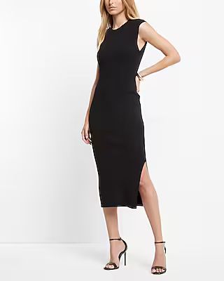 Cap Sleeve Ribbed Sheath Maxi Sweater Dress | Express