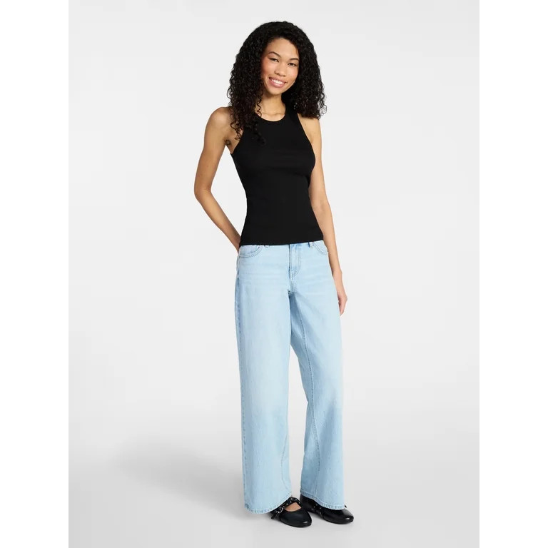 No Boundaries Ribbed High Neck Tank Top, Women's XXS-XXL | Walmart (US)