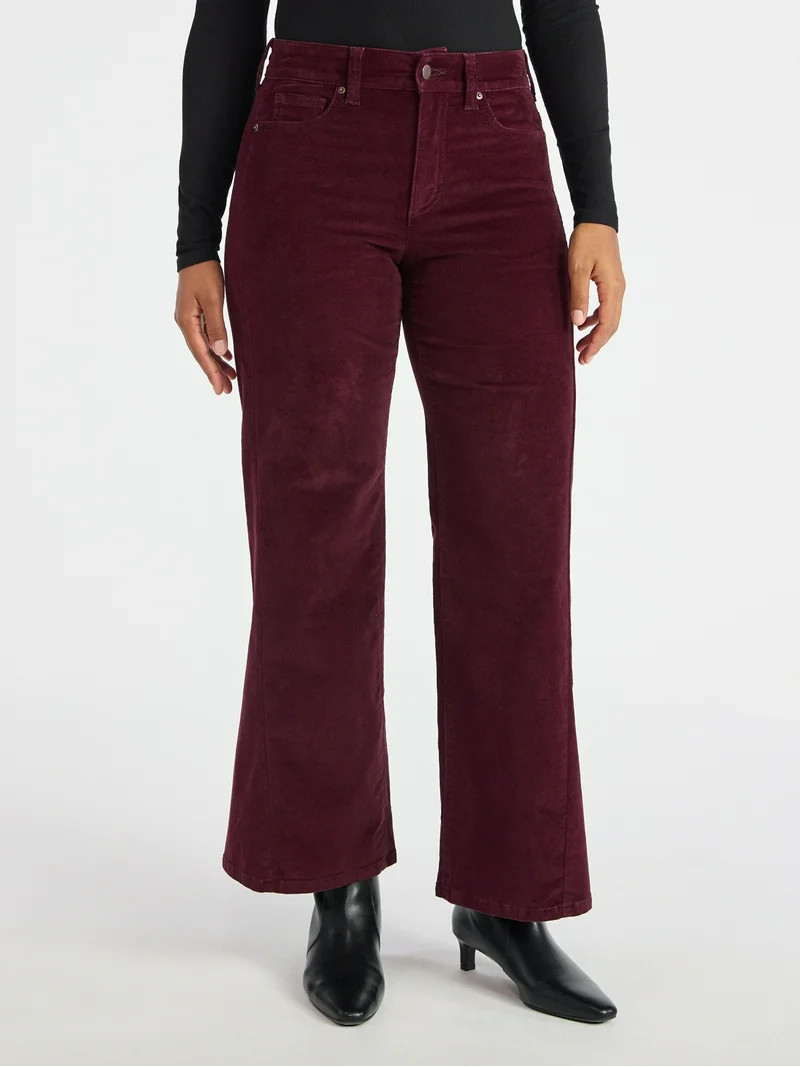 Time and Tru Women's Velvet Wide Leg Pants, 32" Inseam, Size 0-20 | Walmart (US)