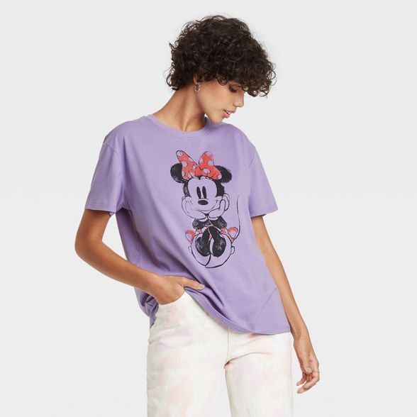 Women's Minnie Mouse Short Sleeve Graphic T-Shirt - Purple | Target