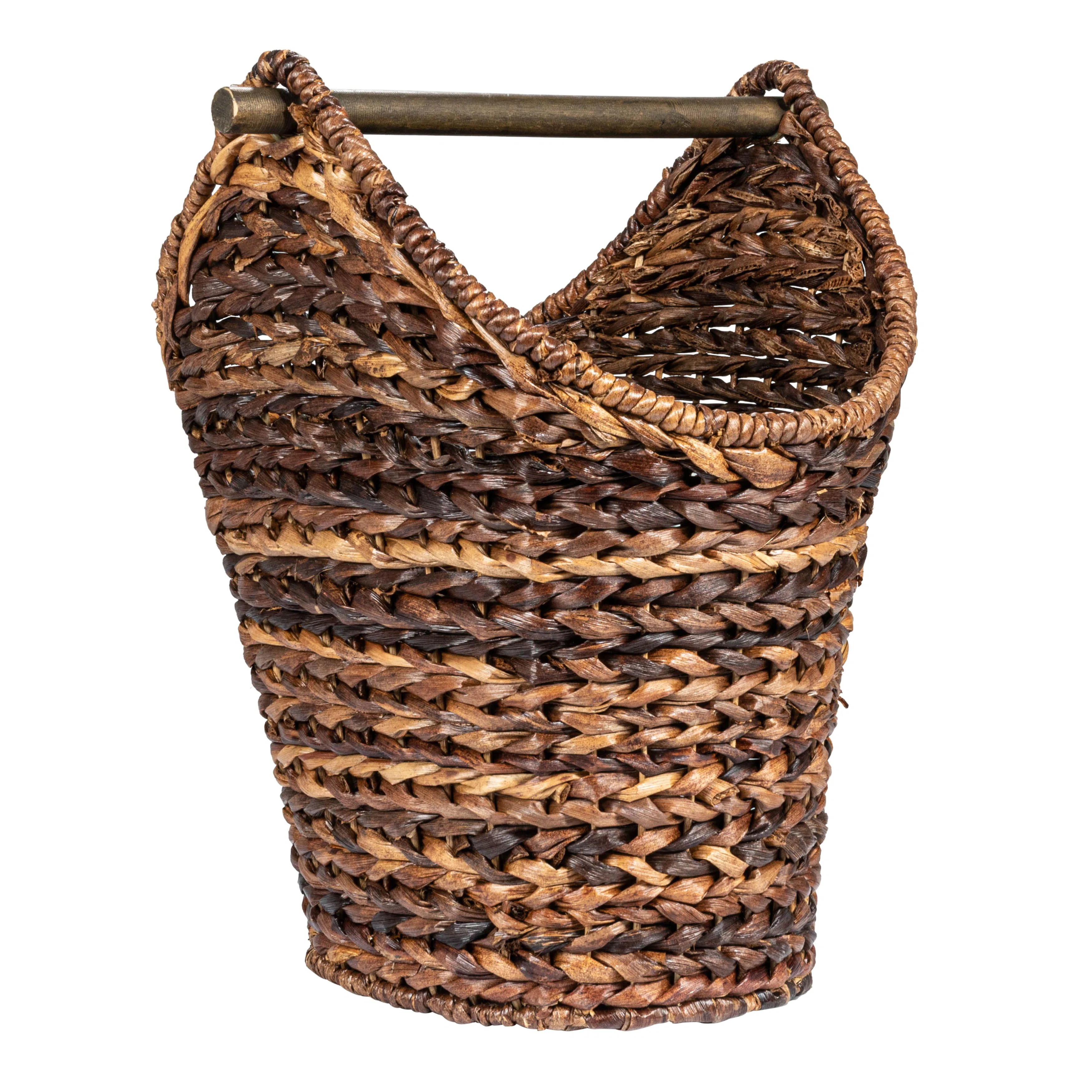 Boho Oval Braided Bankuan Bathroom Tissue/Toilet Paper Basket with Wood Handle | Wayfair North America