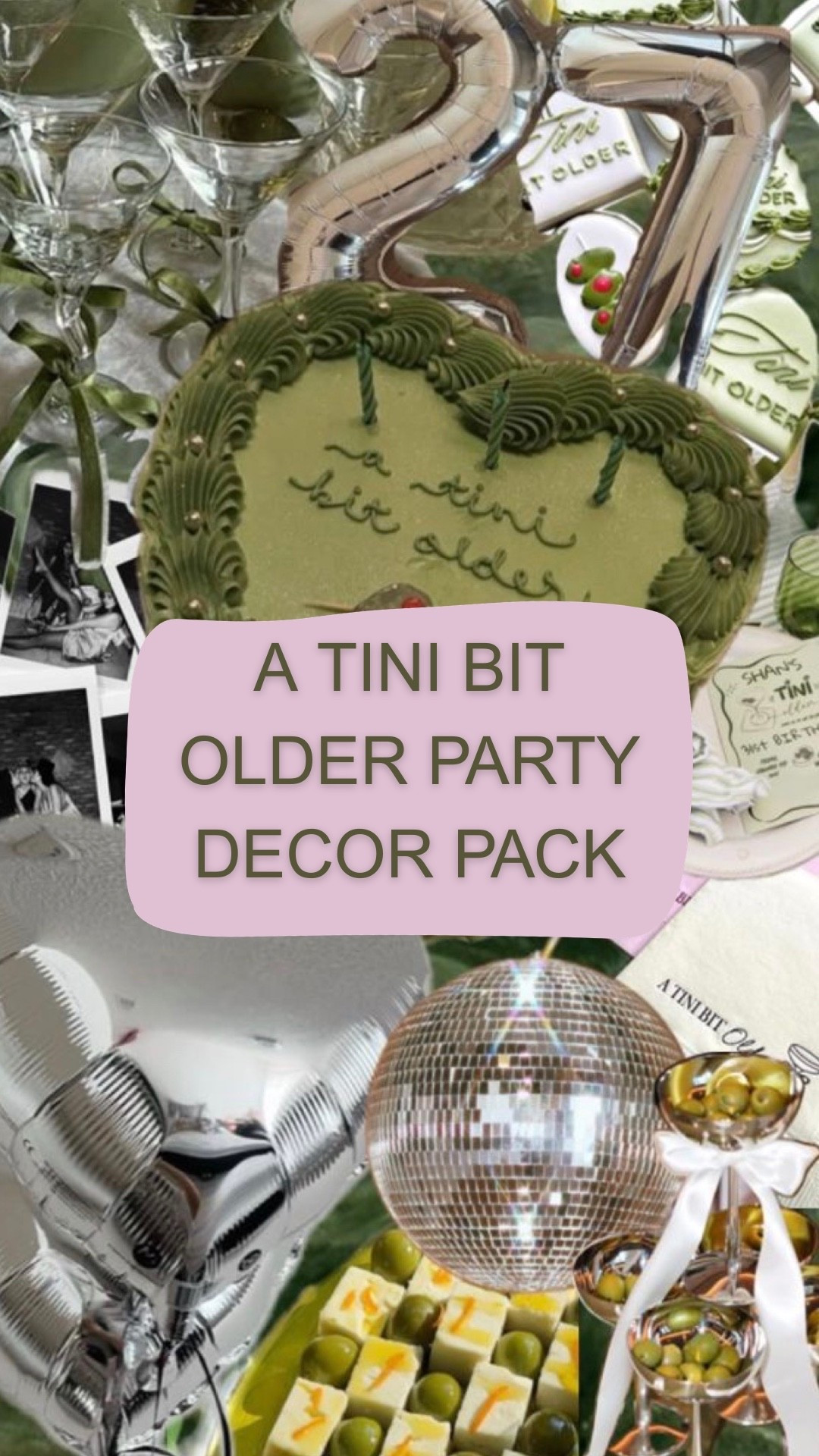 A Tini Bit Older 🍸🫒 Martini birthday party decor, tableware decor #martini #birthdaydecor