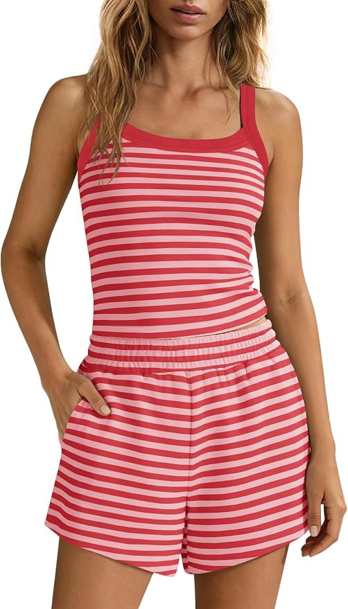 SENSERISE Womens Striped Lounge Set 2 Piece Outfit | Amazon (US)
