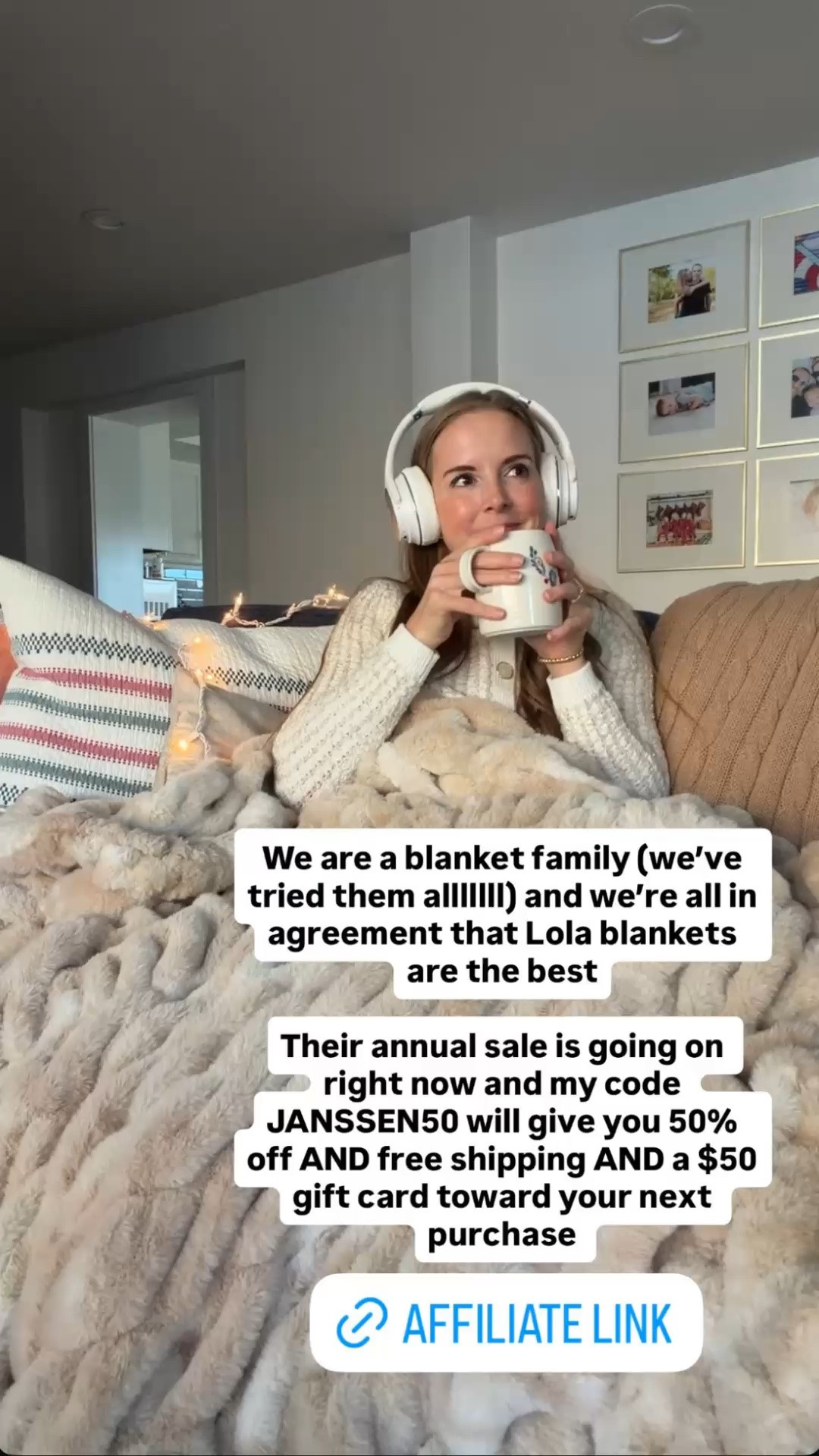 We are a blanket family and we’re all in agreement that Lola blankets are the best!

Their annual sale is going on and my code JANSSEN50 will give you 50% off AND free shipping AND a $50 gift card toward your next purchase!

#LTKSaleAlert #LTKHome
